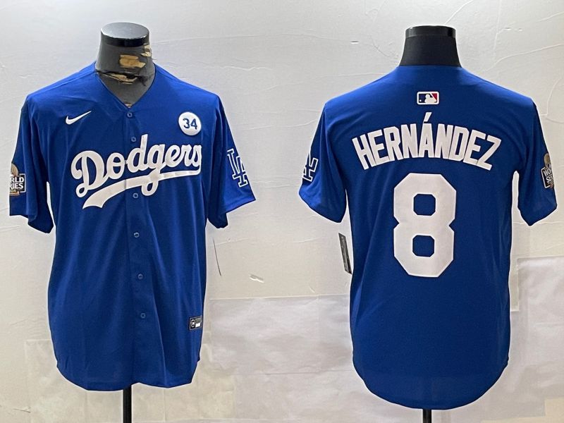 Men Los Angeles Dodgers #8 Hernandez Blue Game 2024 Nike MLB Jersey style 1120->los angeles dodgers->MLB Jersey